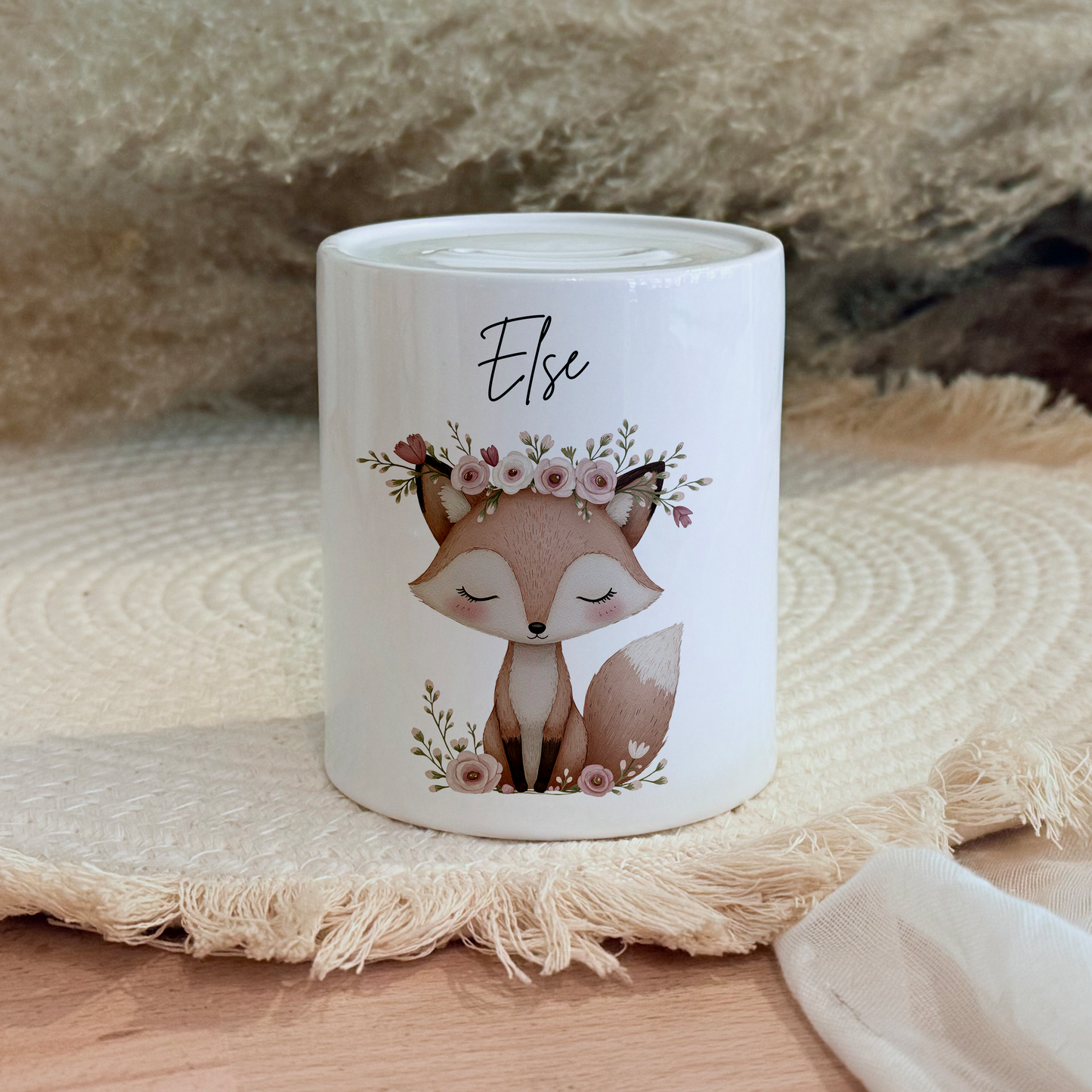 Personalisierte Spardose Kind Geschenk Geburt Taufe Geburtstag Märchenwelt Geldgeschenk Baby Kinder Keramik Sparbüchse Mädchen Fee Märchen
