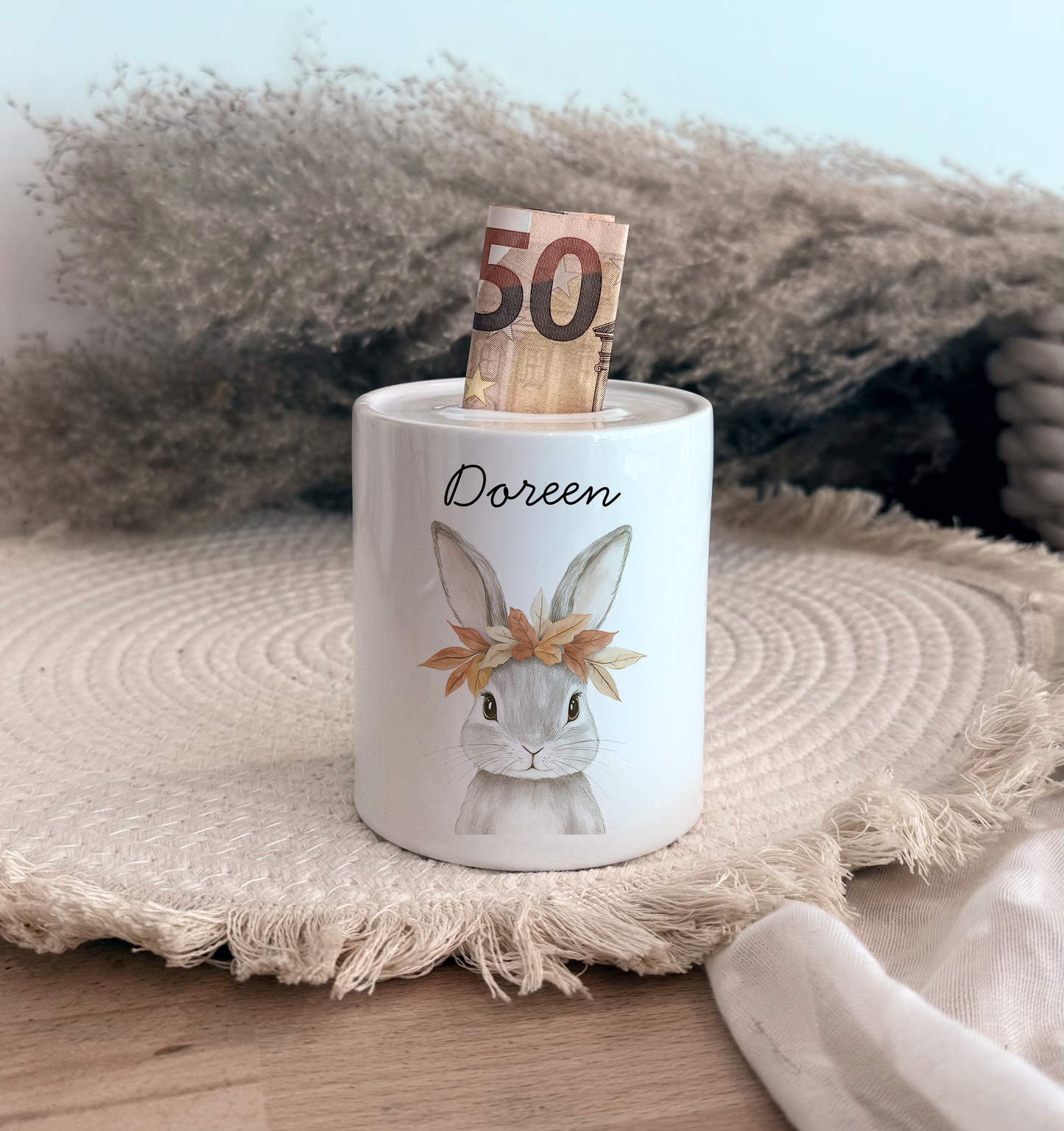 Personalisierte Spardose Kind Geschenk Geburt Taufe Geburtstag Wal Auto Waldtiere Regenbogen Geldgeschenk Baby Kinder Keramik Sparbüchse