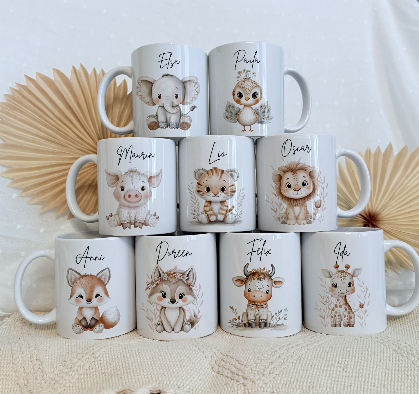 Personalisierte Tasse Kinder |Kindertasse Tiere| Kinderbecher Safari Wald Hof |Kindertasse Junge Mädchen |Geschenkidee Kinder