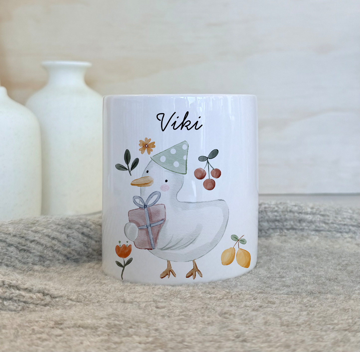 Geschenkset Personalisierte Kinder-Trinkflasche 500 ml Spardose Tasse Emaille