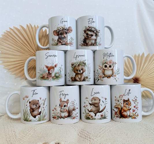Personalisierte Tasse Kinder |Kindertasse Tiere| Kinderbecher Safari Wald Hof |Kindertasse Junge Mädchen |Geschenkidee Kinder