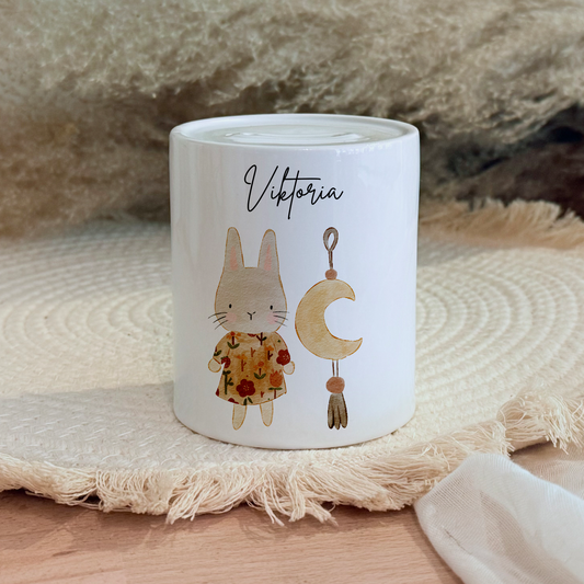 Personalisierte Spardose Kind Geschenk Geburt Taufe Geburtstag Wal Auto Waldtiere Regenbogen Geldgeschenk Baby Kinder Keramik Sparbüchse