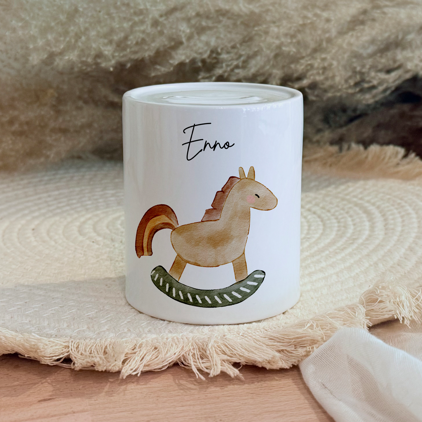 Personalisierte Spardose Kind Geschenk Geburt Taufe Geburtstag Wal Auto Waldtiere Regenbogen Geldgeschenk Baby Kinder Keramik Sparbüchse