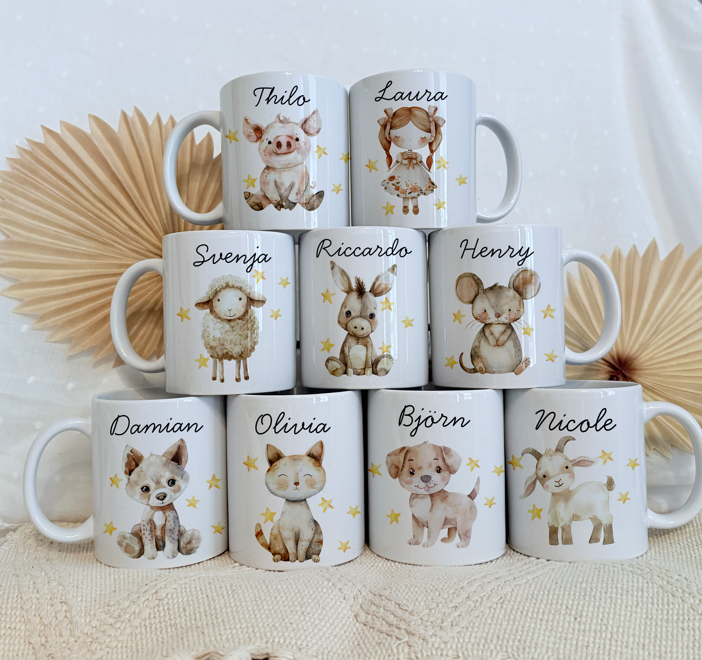 Personalisierte Tasse Kinder |Kindertasse Tiere| Kinderbecher Safari Wald Hof |Kindertasse Junge Mädchen |Geschenkidee Kinder